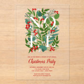 NOEL Elegant Greenery Christmas Acryl Uitnodigingen (Voorkant)