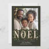 Noel Elegant Groene Foto Kerst Kaart (Voorkant)