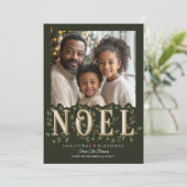 Noel Elegant Groene Foto Kerst Kaart (Staand voorkant)