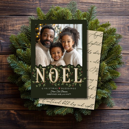 Noel Elegant Groene Foto Kerst Kaart