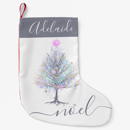 Noel elegant pastel kerstboom kleine kerstsok (Voorkant)