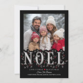 Noel Elegant Zwart Rood Foto Kerst Kaart (Voorkant)