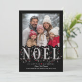 Noel Elegant Zwart Rood Foto Kerst Kaart (Staand voorkant)