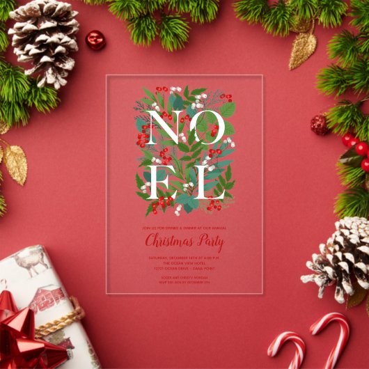 NOEL Elegante Groene Kerst Acryl Uitnodigingen (Insity (Feestdagen))