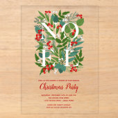 NOEL Elegante Groene Kerst Acryl Uitnodigingen (Voorkant)
