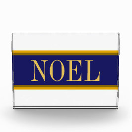 NOEL Elegante Marine Blauw Witte Kerststrepen Fotoblokken