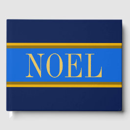 NOEL Elegante Royal Blue Navy Kerststrepen Gastenboek
