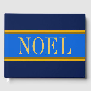 NOEL Elegante Royal Blue Navy Kerststrepen Gastenboek
