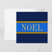 NOEL Elegante Royal Navy Blauw Gouden Bruine Strep Feestdagenkaart (Voorkant / Achterkant)