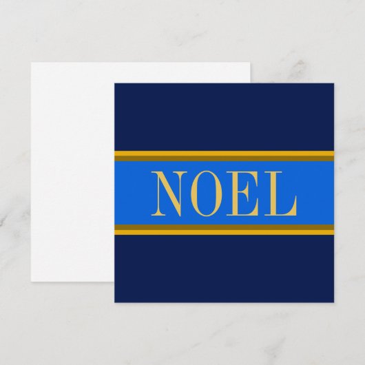 NOEL Elegante Royal Navy Blauw Gouden Bruine Strep Feestdagenkaart (Voorkant / Achterkant)