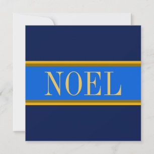 NOEL Elegante Royal Navy Blauw Gouden Bruine Strep Feestdagenkaart
