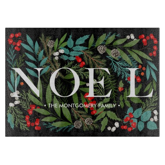 NOEL en groen op zwart Snijplank (Voorkant)