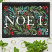 NOEL en groen zwart Theedoek (Gevouwen)