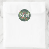 Noel evergreen bladeren en bessen vakantie ronde sticker (Tas)