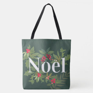 Noel evergreen bladeren en bessen vakantie tote bag