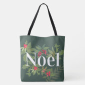 Noel evergreen bladeren en bessen vakantie tote bag (Achterkant)