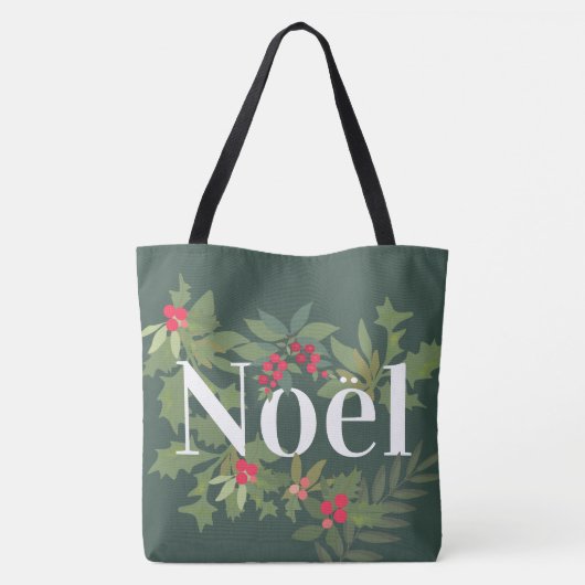 Noel evergreen bladeren en bessen vakantie tote bag (Achterkant)