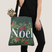 Noel evergreen bladeren en bessen vakantie tote bag (Dichtbij)