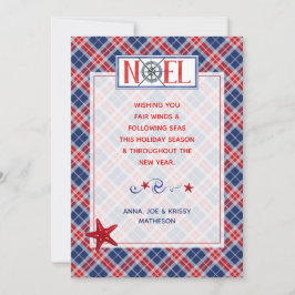 Noel Fair Winds Nautical Red Blue Pset Kerstmis Feestdagenkaart