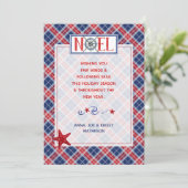 Noel Fair Winds Nautical Red Blue Pset Kerstmis Feestdagenkaart (Staand voorkant)
