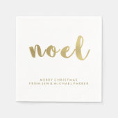 Noel Faux Gold Typography Kerst Servetten (Voorkant)