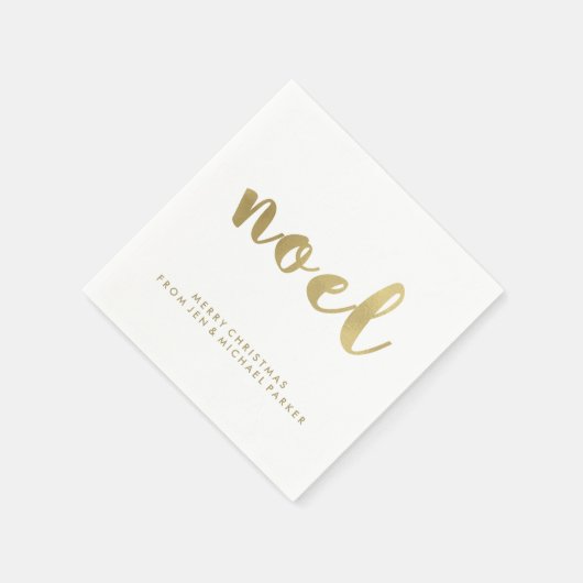 Noel Faux Gold Typography Kerst Servetten (Hoek)