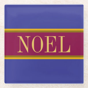 NOEL Feestelijke Bourgondische Navy Kerststrepen Glazen Onderzetter