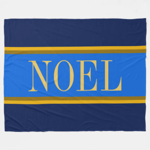 NOEL Feestelijke Bright Blue Golden Brown Navy Str Fleece Deken