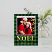 Noel Festive Green Pattern Kerstmis Folie Feestdagen Briefkaart (Staand Voorkant)