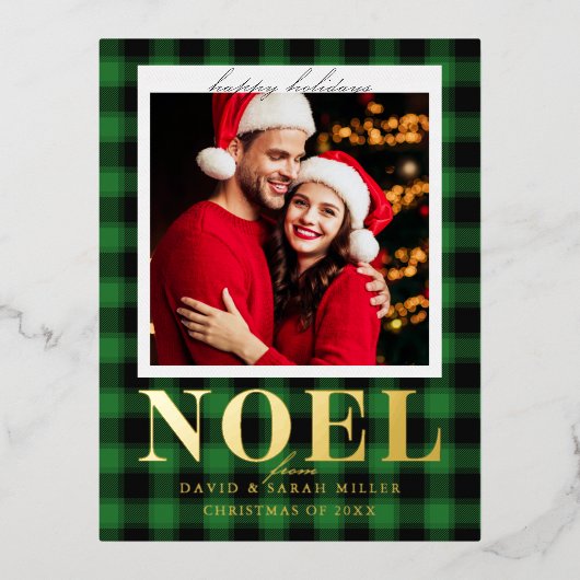 Noel Festive Green Pattern Kerstmis Folie Feestdagen Briefkaart (Voorkant)