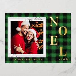 Noel Festive Green Pattern Kerstmis Folie Feestdagen Briefkaart