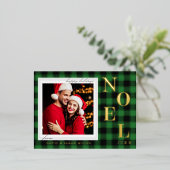 Noel Festive Green Pattern Kerstmis Folie Feestdagen Briefkaart (Staand Voorkant)