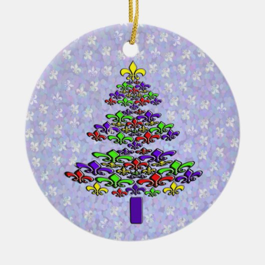 Noel Fleur de Lis-kerstboomversiering Keramisch Ornament (Voorkant)