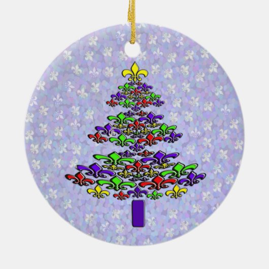 Noel Fleur de Lis-kerstboomversiering Keramisch Ornament (Achterkant)