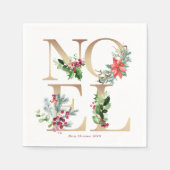 Noel floral vrolijke kerstvakantie servet (Voorkant)