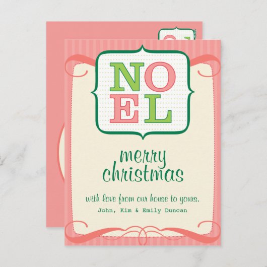 Noel Gepersonaliseerde Kerst Briefkaart (Voorkant / Achterkant)