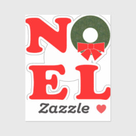NOEL gestapelde letter vierkant met Krans voor O Sticker