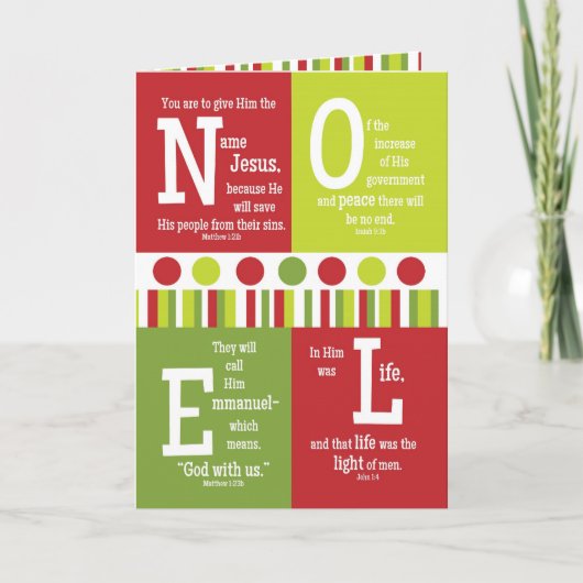 NOEL gevouwen Schriftvers Kerst Kaart (Voorkant)