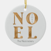 Noel Gold Typography Kerstfoto Keramisch Ornament (Voorkant)