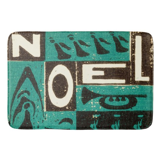 Noel Green Block Print Badmat (Voorkant)