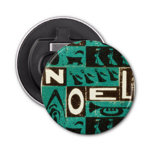 Noel Green Block Print Button Flesopener