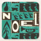 Noel Green Block Print Kartonnen Onderzetters (Voorkant)