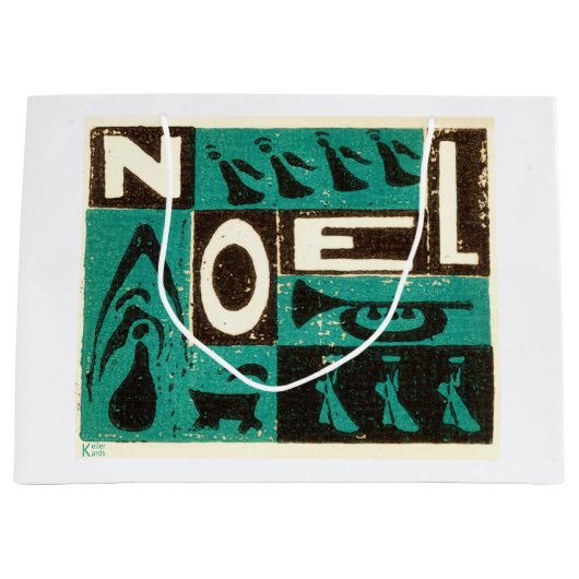 Noel Green Block Print Large Cadeautasje (Voorkant)