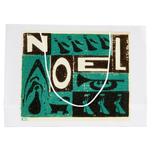 Noel Green Block Print Large Cadeautasje (Achterkant)