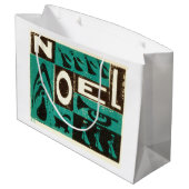 Noel Green Block Print Large Cadeautasje (Achterkant Gekanteld)
