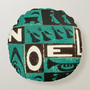 Noel Green Block Print Rond Kussen