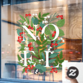 NOEL Greenery Berries Holiday Large Raamsticker (Cafe Raam)