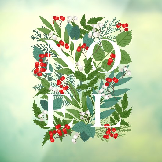 NOEL Greenery Berries Holiday Large Raamsticker (Vel 3)
