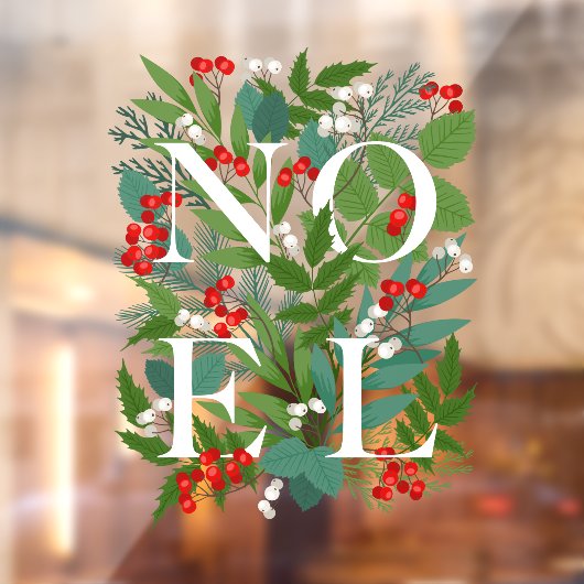 NOEL Greenery Berries Holiday Large Raamsticker (Vel 2)