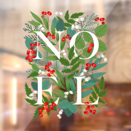 NOEL Greenery Berries Holiday Raamsticker